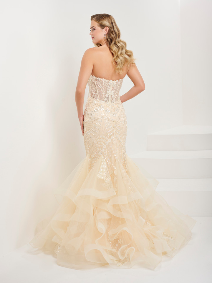 Tiffany Designs 16103 3D Floral Applique Tulle Long Dress