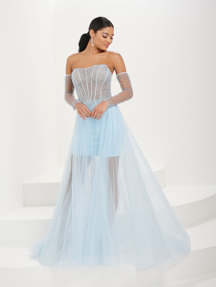 Tiffany Designs 16111 Degrade Beaded Tulle Long Dress