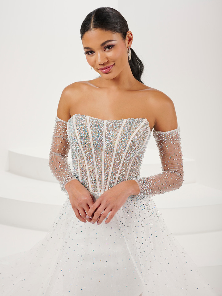 Tiffany Designs 16111 Degrade Beaded Tulle Long Dress