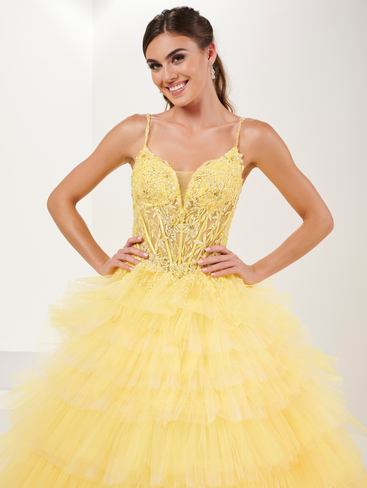 Tiffany Designs 16115 Embellished Ombre Tulle Long Dress