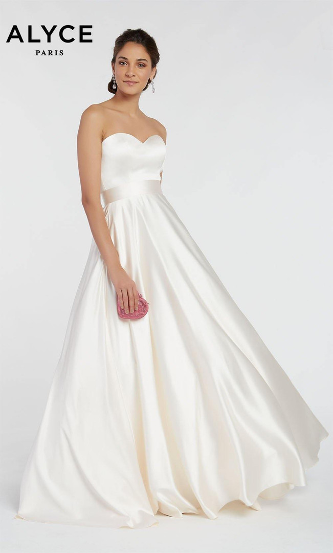 Alyce Paris 1427 Luminous Satin Strapless A-line Long Dress