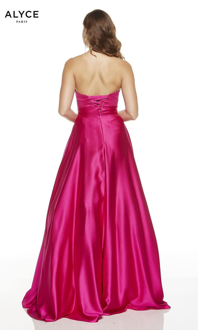 Alyce Paris 1427 Luminous Satin Strapless A-line Long Dress