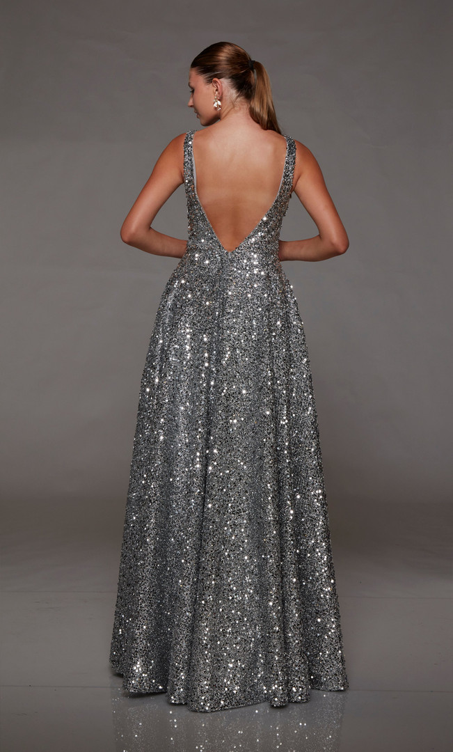 Alyce Paris 1793 Sequins Plunging Neck Sleeveless Long Dress
