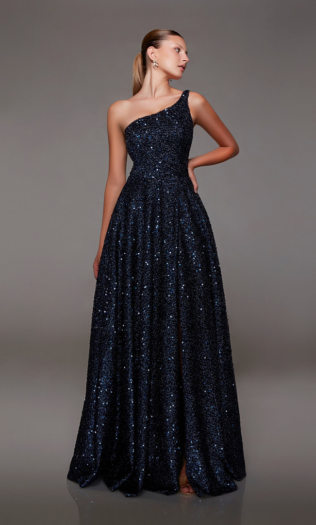 Alyce Paris 1806 Sequins One Shoulder Neck Sleeveless Dress