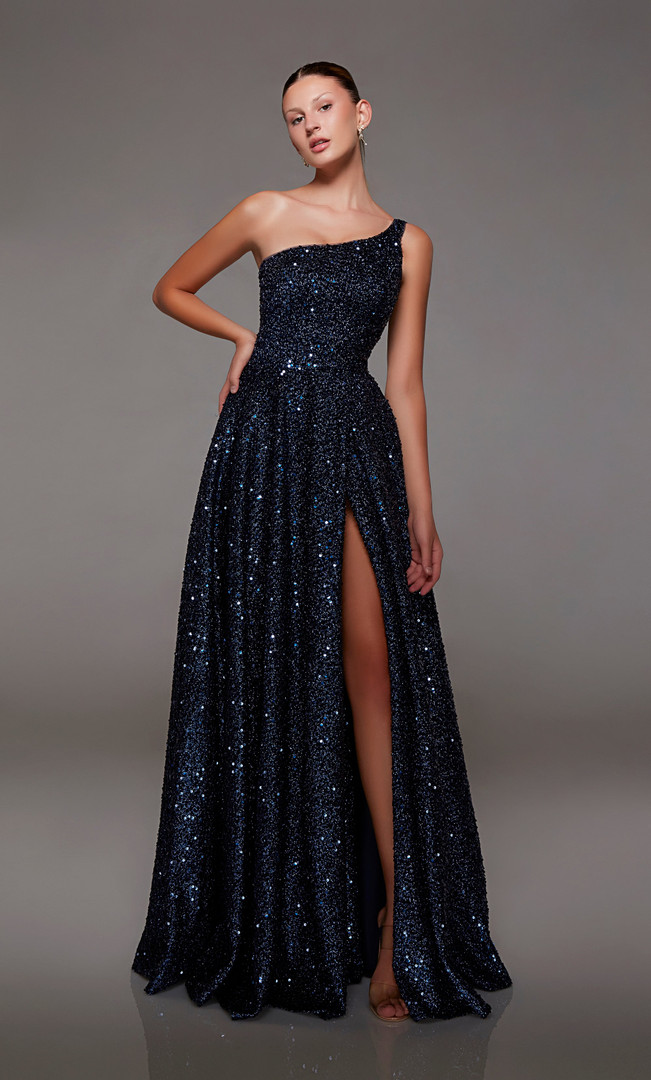 Alyce Paris 1806 Sequins One Shoulder Neck Sleeveless Dress