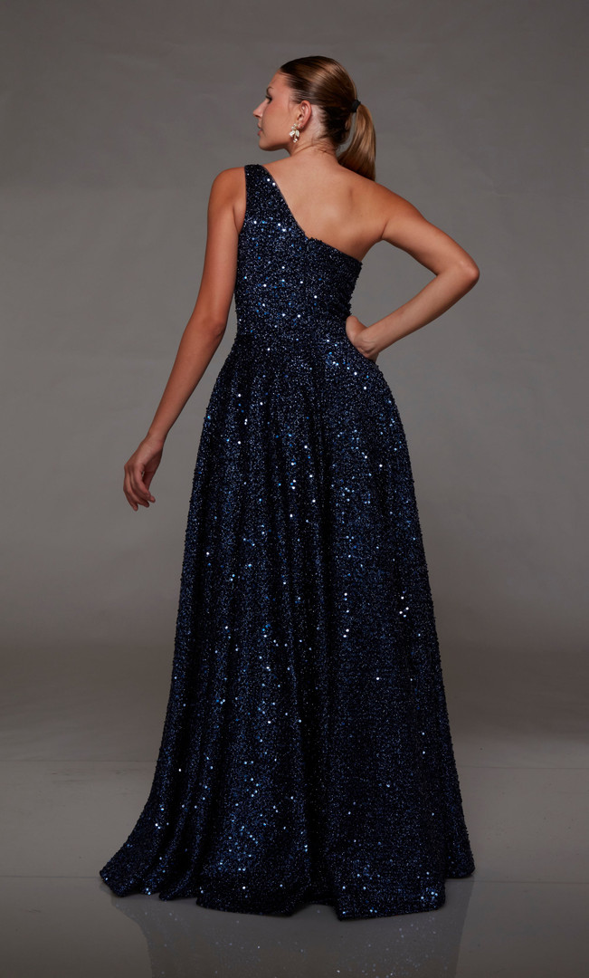 Alyce Paris 1806 Sequins One Shoulder Neck Sleeveless Dress