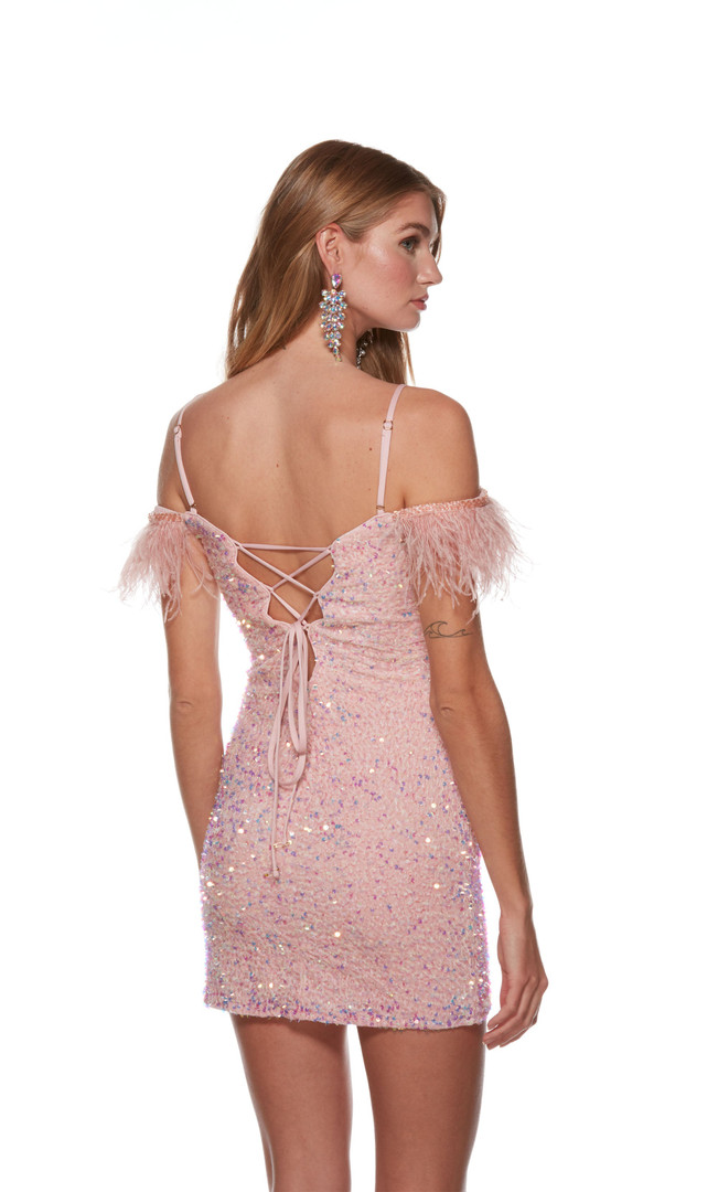 Alyce Paris 4759 Plush Sequins Off The Shoulder Short Dress