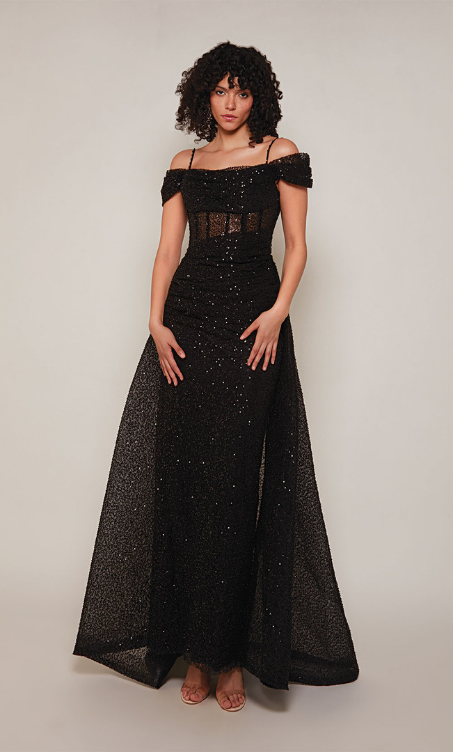 Alyce Paris 7101 Beaded Tulle Off Shoulder Embellished Dress