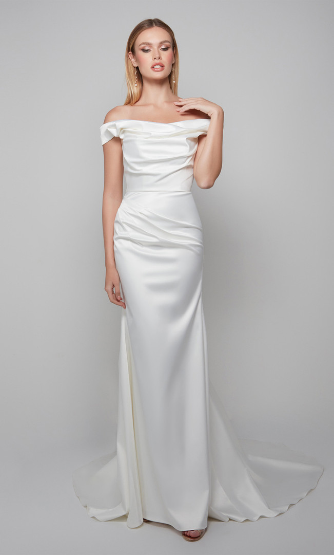 Alyce Paris 7064 Duchess Satin Off Shoulder Wedding Dress