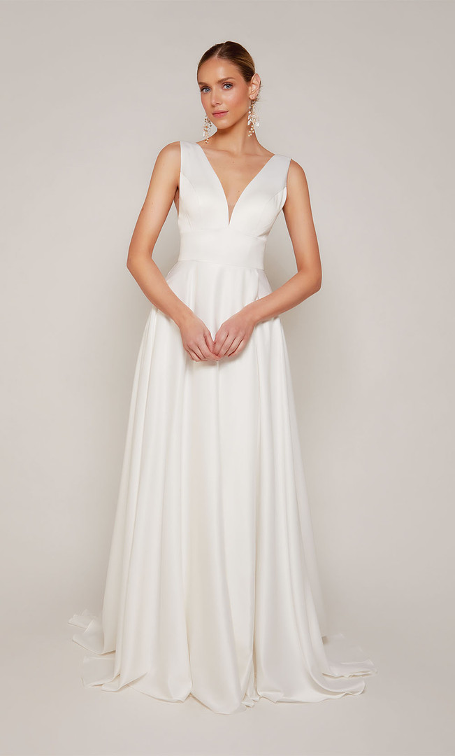 Alyce Paris 7096 Perfect Satin V-neck A-line Wedding Dress