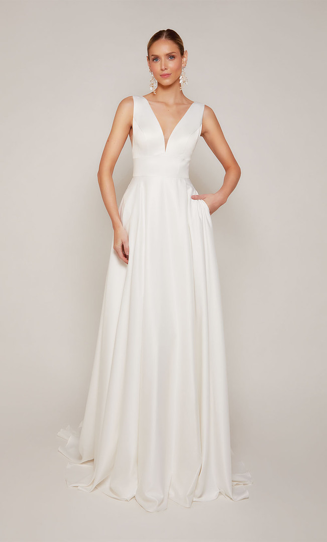Alyce Paris 7096 Perfect Satin V-neck A-line Wedding Dress