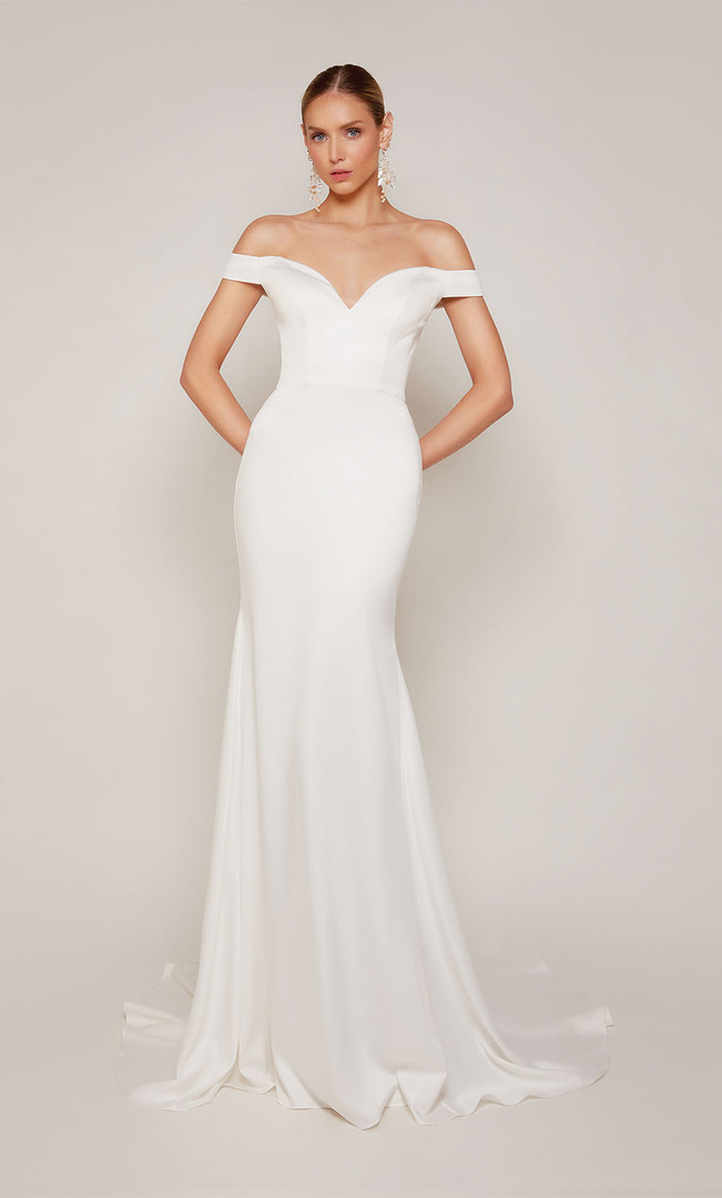 Alyce Paris 7098 Chiffon Satin Off Shoulder Wedding Dress