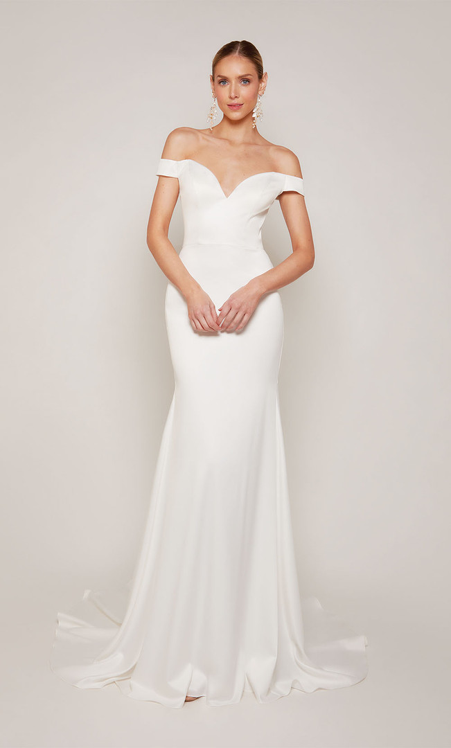 Alyce Paris 7098 Chiffon Satin Off Shoulder Wedding Dress
