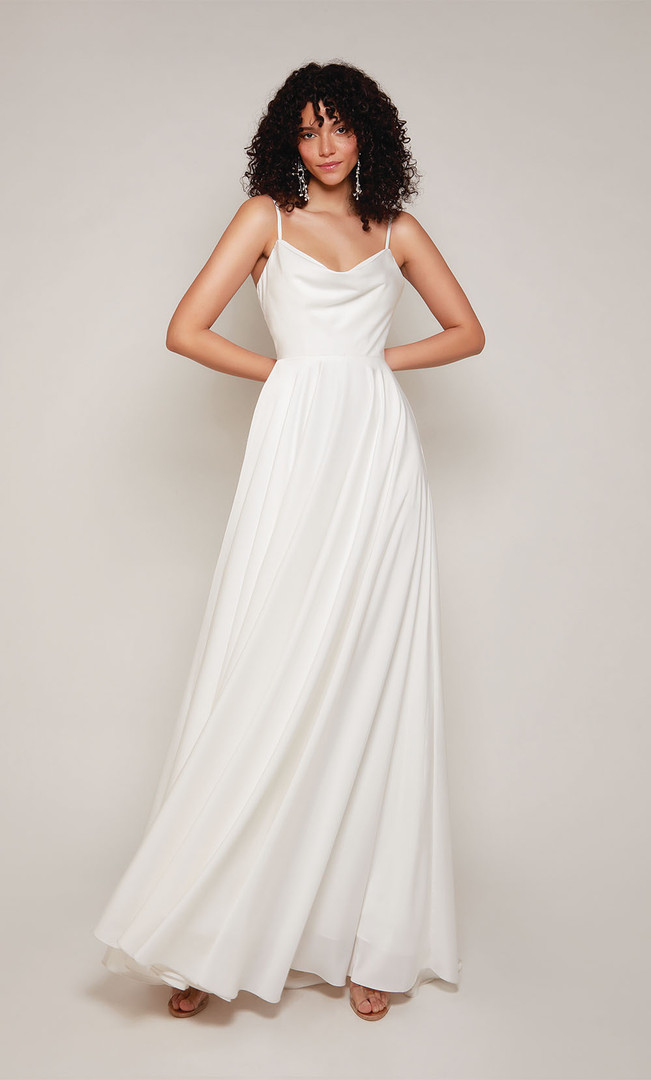 Alyce Paris 7100 Perfect Satin Cowl Neck Long Wedding Dress
