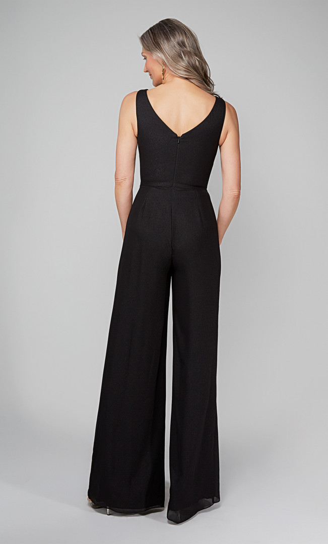 Alyce Paris 27633 Diamond Chiffon Scoop Neck Long Jumpsuit
