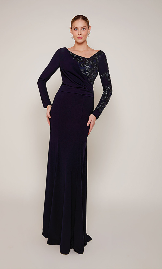 Alyce Paris 27675 Embellished Georgette V-neck Long Dress