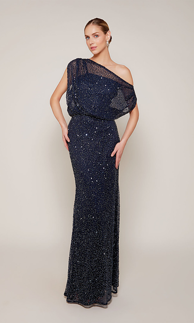 Alyce Paris 27676 Hand Beaded One Shoulder Straight Dress