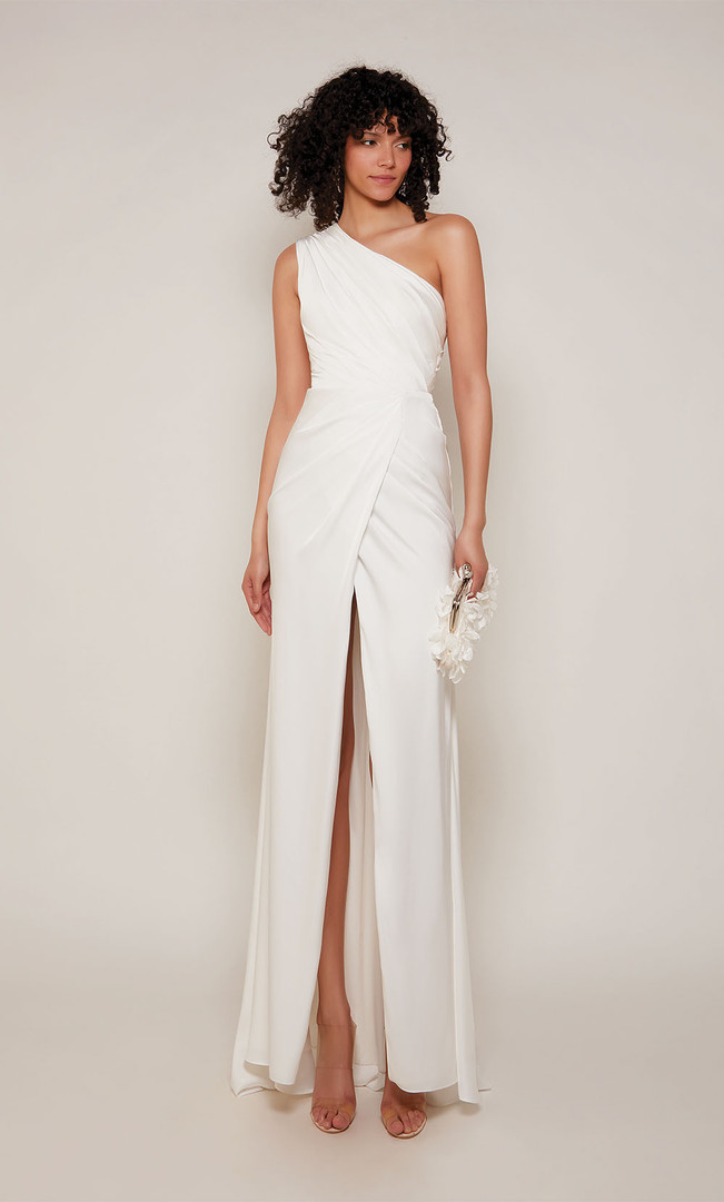 Alyce Paris 27697 Satin One Shoulder Straight Long Dress