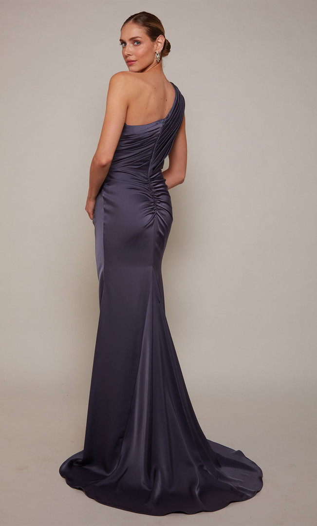 Alyce Paris 27697 Satin One Shoulder Straight Long Dress