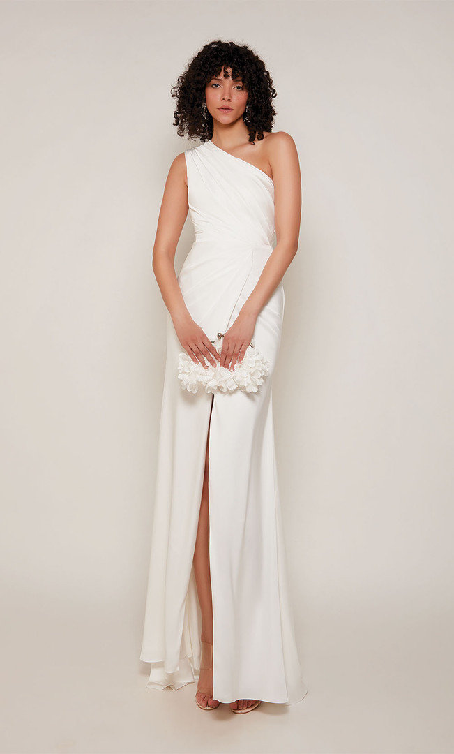 Alyce Paris 27697 Satin One Shoulder Straight Long Dress