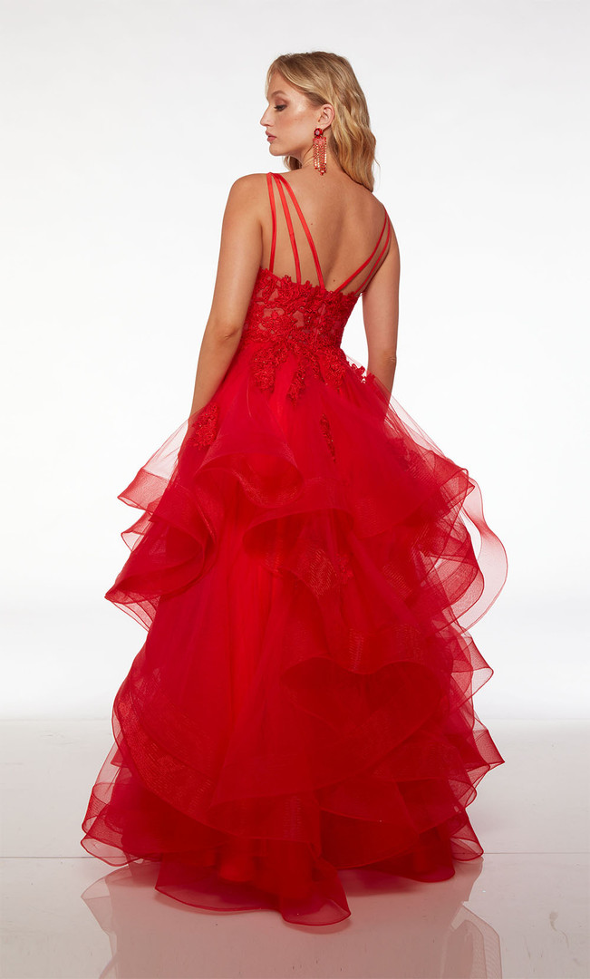 Alyce Paris 61476 Lace Tulle Plunging Neck Sleeveless Dress