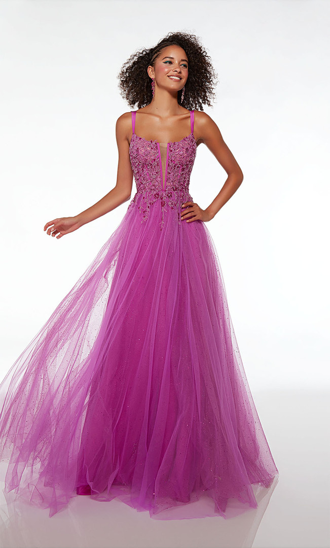 Alyce Paris 61513 Beaded Lace Glitter Tulle Corset Dress