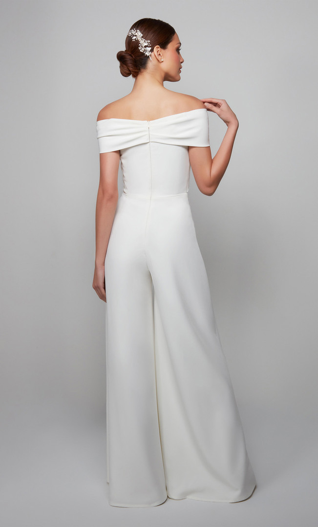 Alyce Paris 70013 Off The Shoulder Wide Leg Long Jumpsuit