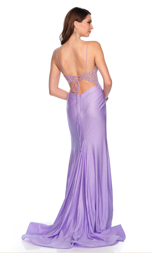 Dave and Johnny 11549 Sheer Boned Corset Bodice Long Dress