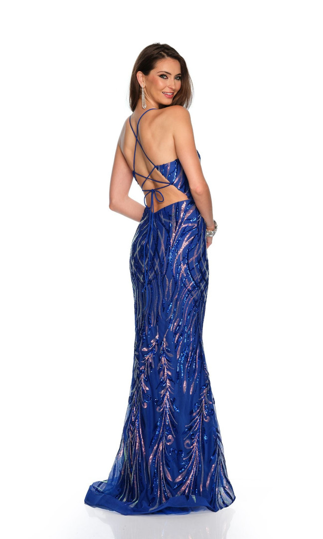 Dave & Johnny 11671 Sequin Print Sleeveless Formal Dress