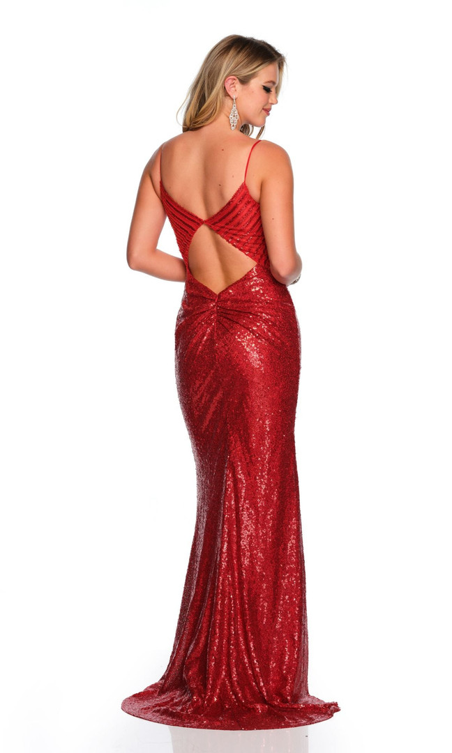 Dave and Johnny 11469 Sequin V-neck Sleeveless Fitted Dress