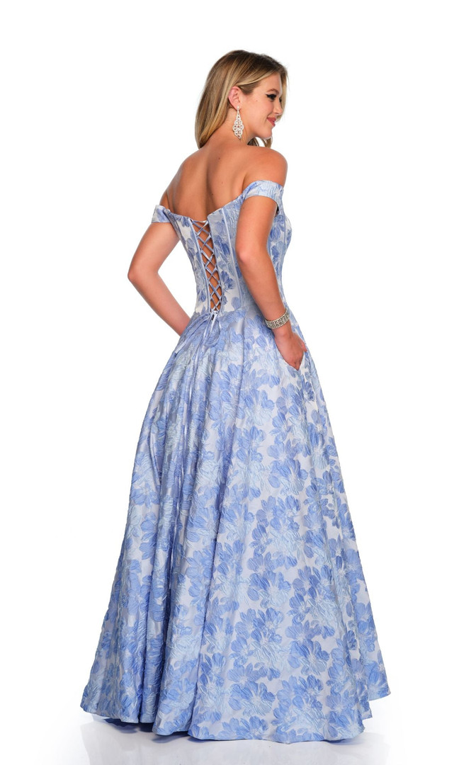 Dave and Johnny 11506 Off Shoulder Straps Print Ball Gown