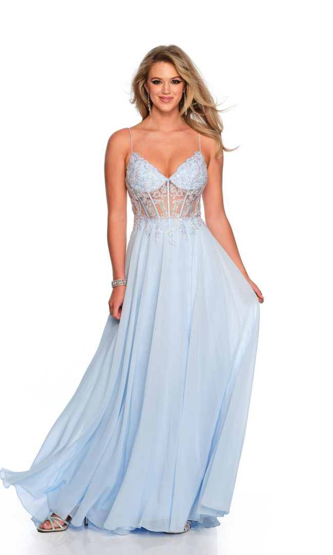 Dave & Johnny 11516 Sheer Illusion Embellished Bodice Dress