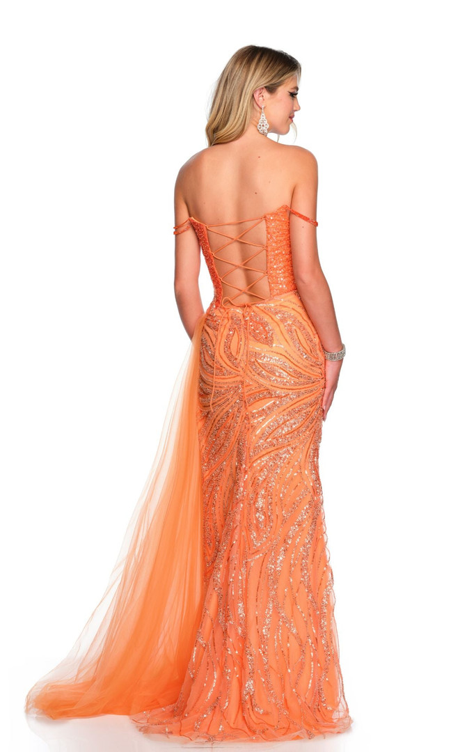 Dave and Johnny 11526 Off Shoulder Sequin Print Formal Dress