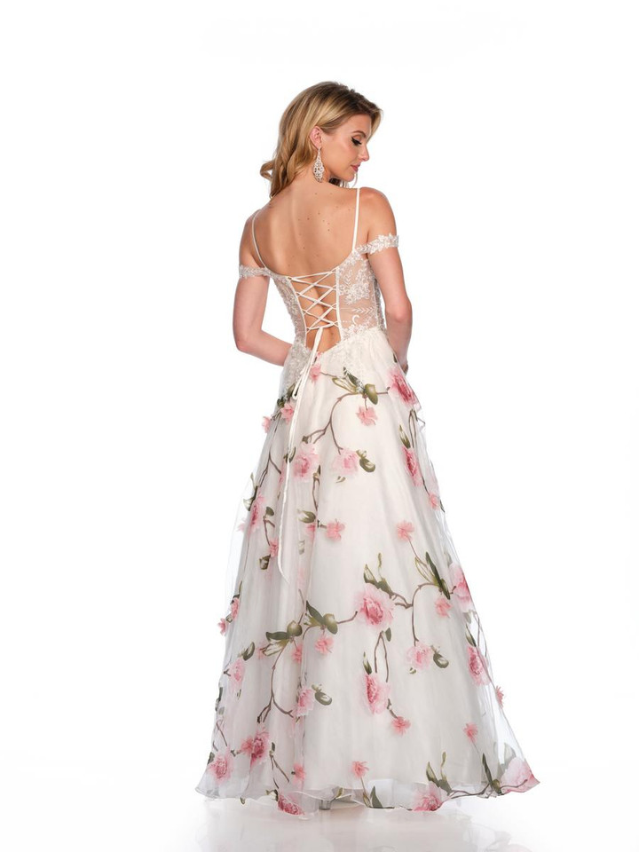 Dave and Johnny 11656 Sweetheart Neckline Floral Print Dress