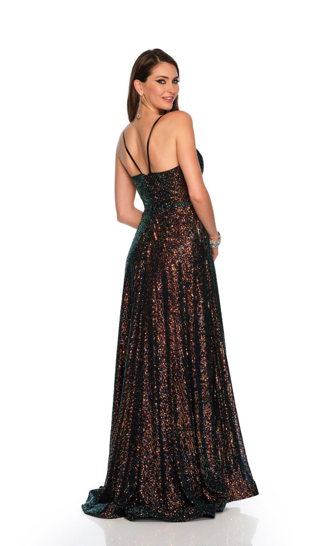 Dave & Johnny 11278 Sequin V-neckline Sleeveless Long Dress