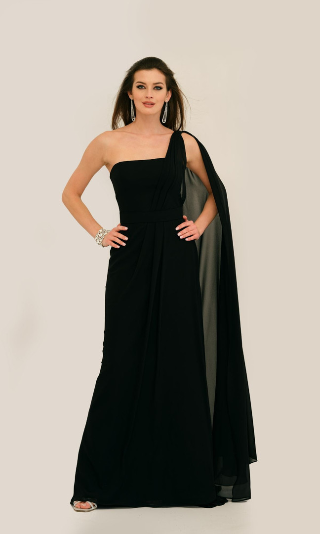 Dave and Johnny 11288 Draped Cape One Shoulder Formal Dress