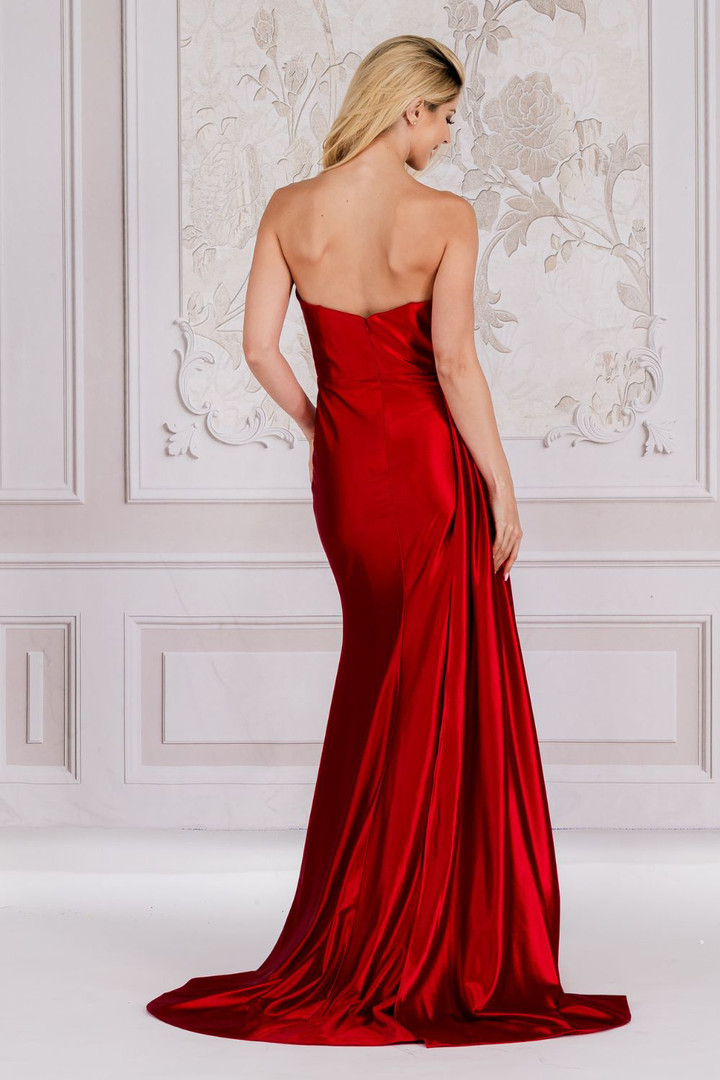 Amelia Couture BZ032 Shiny Jersey Strapless Long Dress