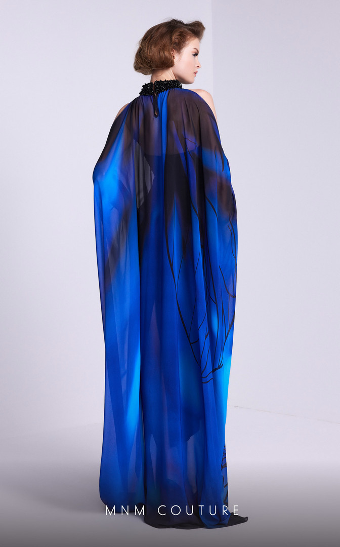 MNM Couture NA0101 High Neckline Floor Length Dress