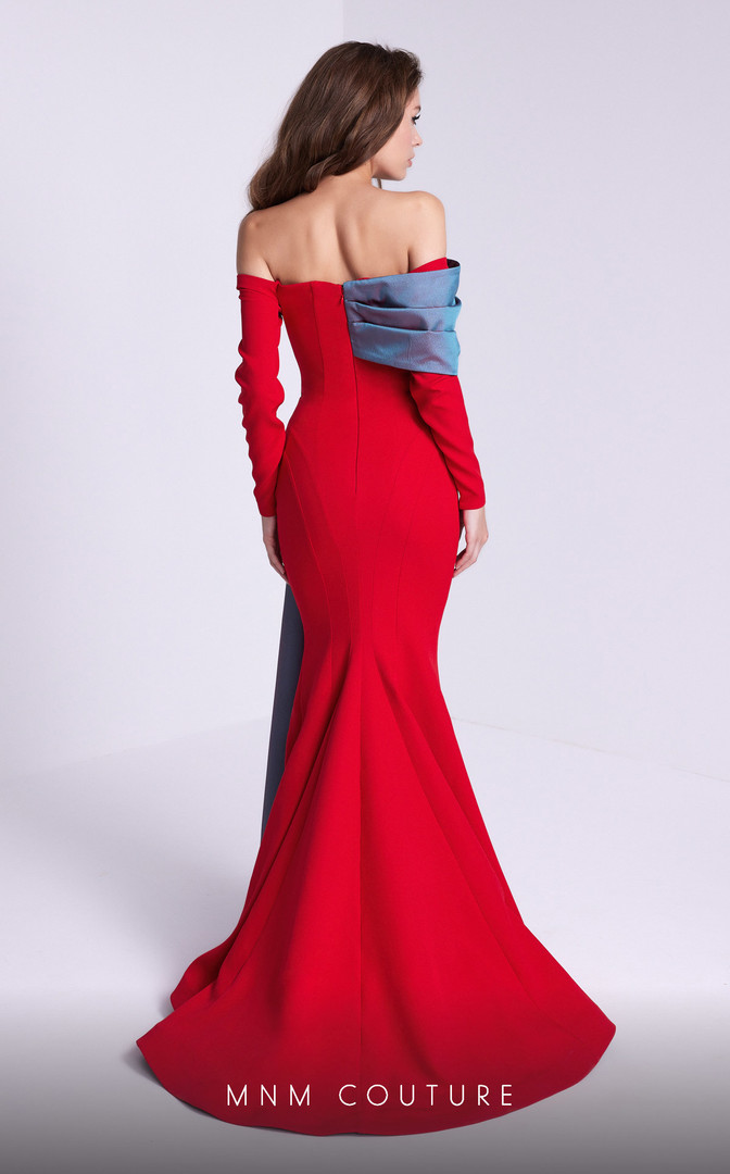 MNM Couture N0561 Off Shoulder Long Sleeves Dress