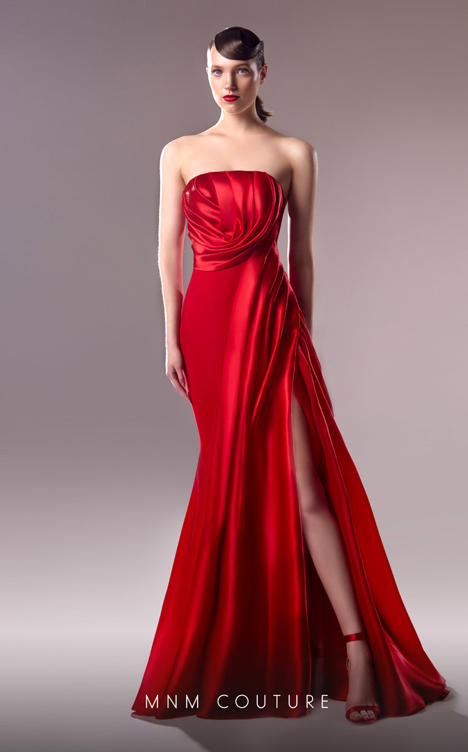 MNM Couture G1610 Strapless Straight Neckline Dress