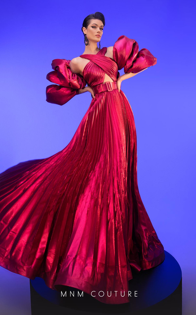 MNM Couture F02808 Key Hole Cross Neckline Long Dress