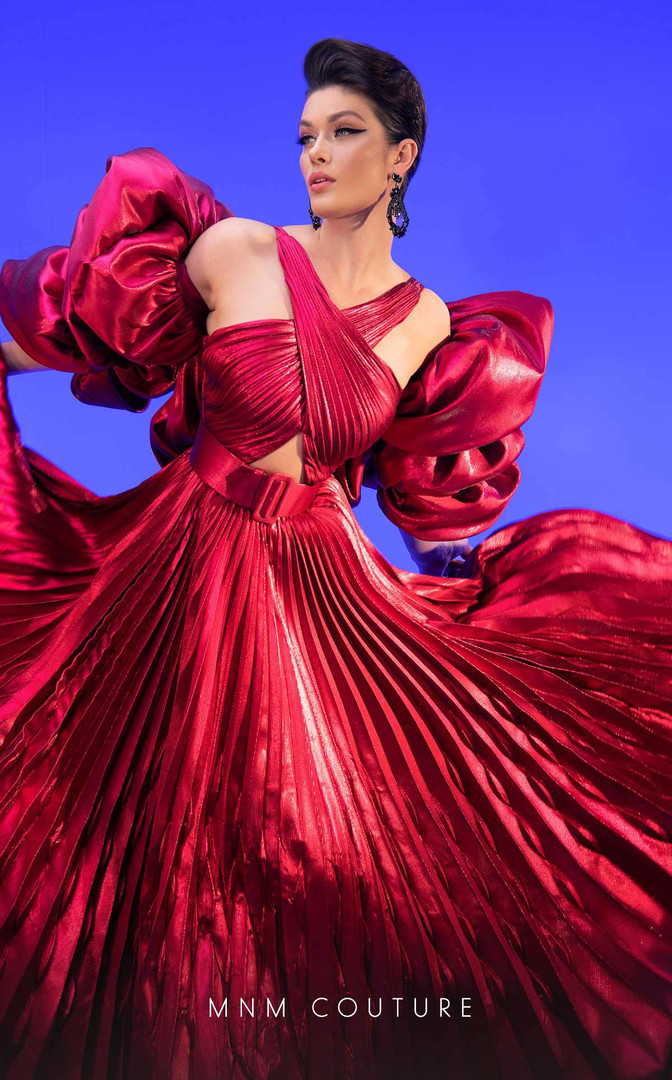 MNM Couture F02808 Key Hole Cross Neckline Long Dress