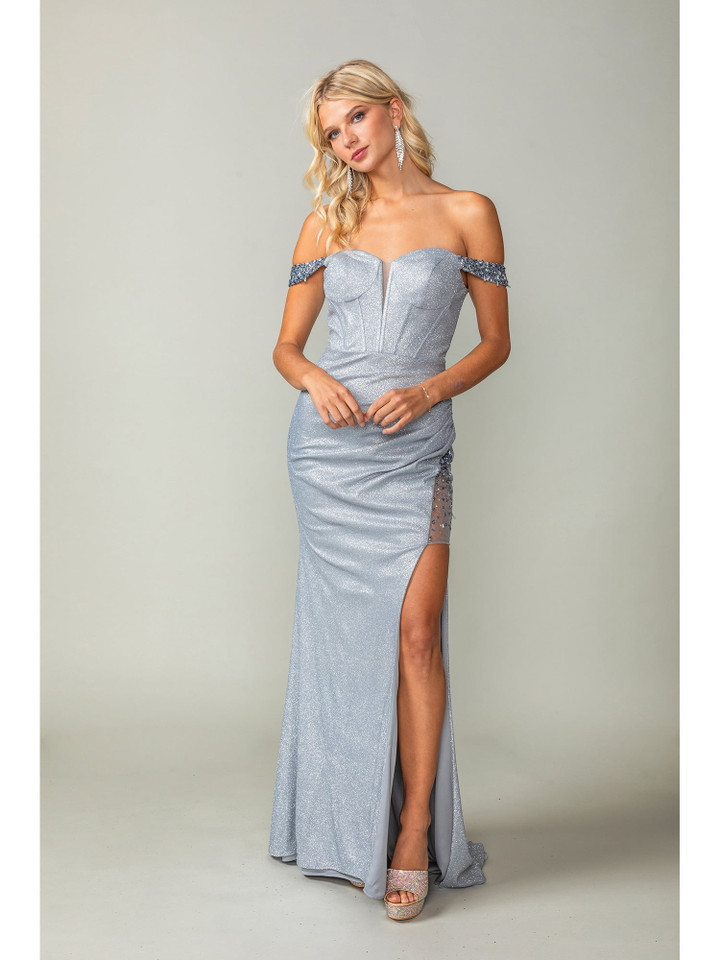 Dancing Queen 4392 Glitter Off-shoulder Sweetheart Neck Gown