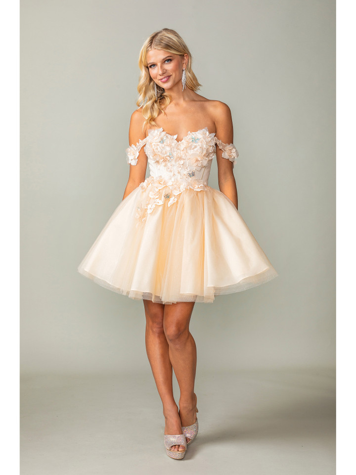Dancing Queen 3388 Tulle Embellished Bodice Short Dress