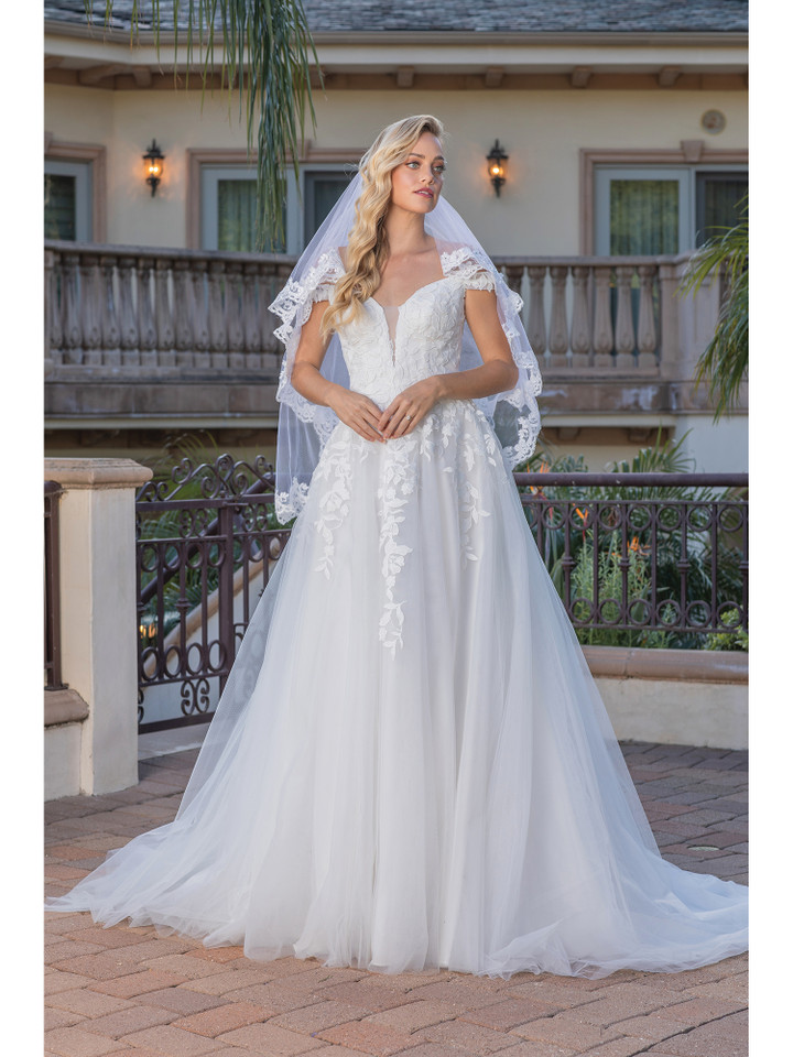 Dancing Queen 0268 Sheer Overlay Floral Applique Bridal Gown