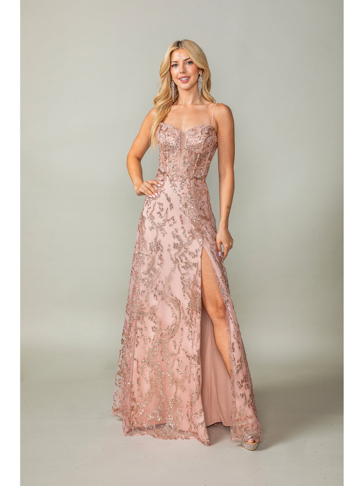Dancing Queen 4402 Embroidered Floral Lace Beaded Long Gown