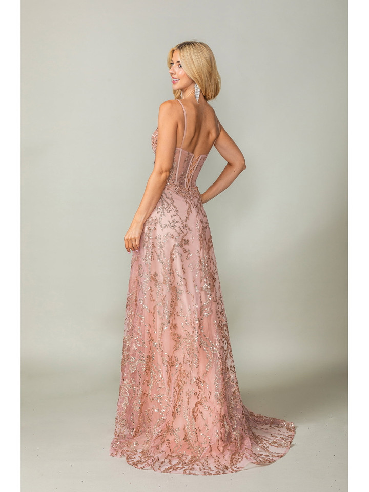 Dancing Queen 4402 Embroidered Floral Lace Beaded Long Gown