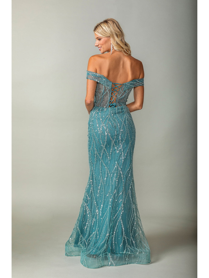 Dancing Queen 4370 Embellished Off-Shoulder Sleeves Gown