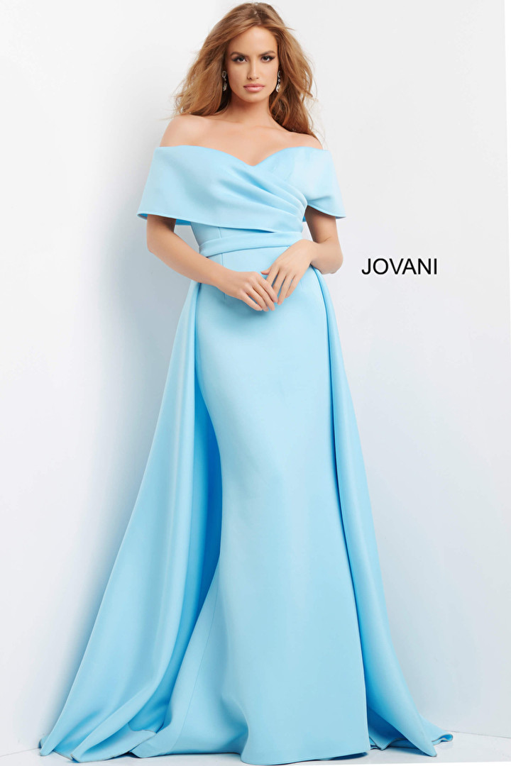 Jovani 07443 Scuba Off the Shoulder Sweetheart Neck Dress