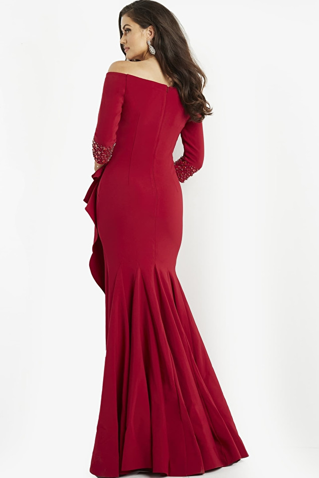 Jovani 08699 Stretch Crepe Off Shoulder Straight Neck Dress